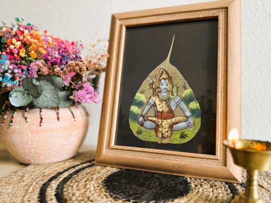 Pintura Shiva sobre hoja